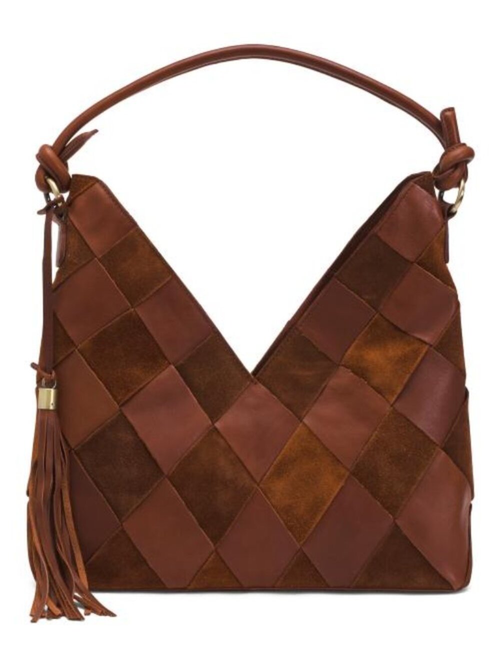 MARTA PONTI Leather Large Woven Mix Match Hobo With Tassel